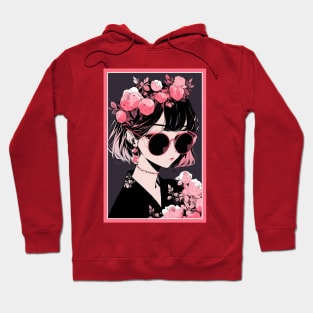 Aesthetic Anime Girl Pink Rosa Black | Quality Aesthetic Anime Design | Chibi Manga Anime Art Hoodie